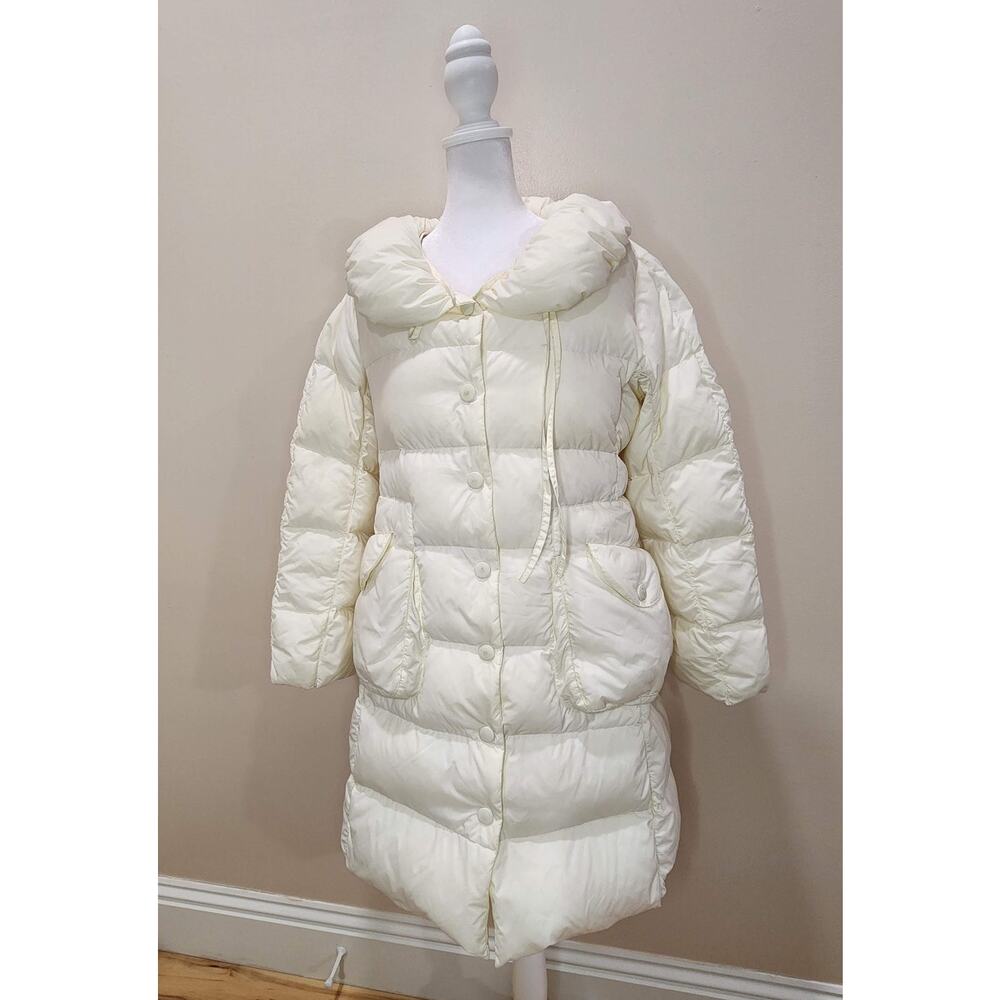 Max & Co Max Mara Womens Long Goose Down Puffer Coat Ivory Shawl Collar Sz 6 - Picture 3 of 14